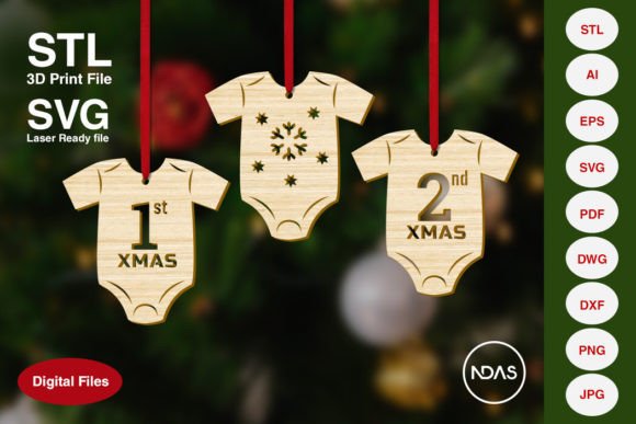 Baby Romper Christmas Ornament Bundle for Laser Cutting