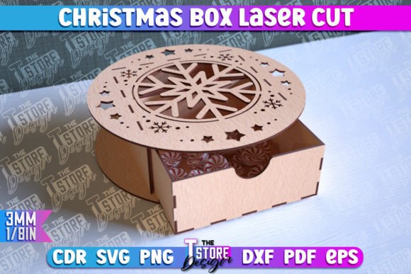 Christmas Box Laser Cut SVG for Winter Amp Creations