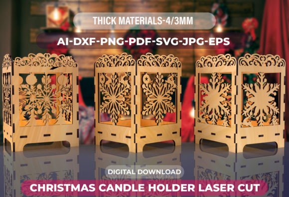 Christmas Candle Holder Laser Cut File05: A Winter Amp Essential