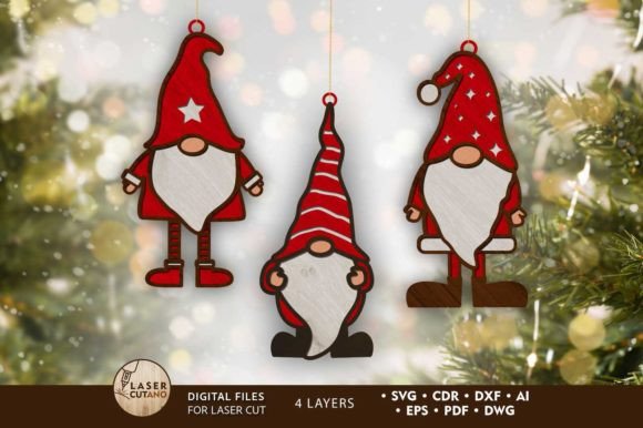 Christmas Gnomes Bundle: A Festive Laser Cut Design for Winter Amp