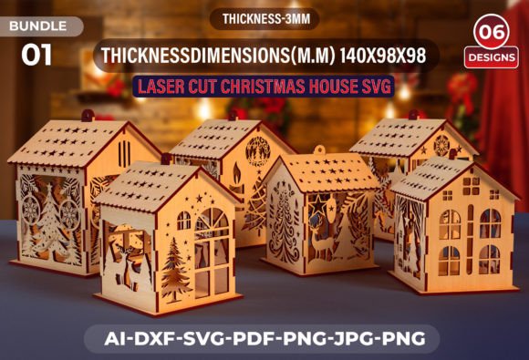 Christmas House SVG Set: A Laser Cutting Asset for Winter Crafting