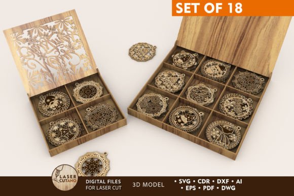 CHRISTMAS ORNAMENTS with BOX: A Winter Amp Laser Cut Delight