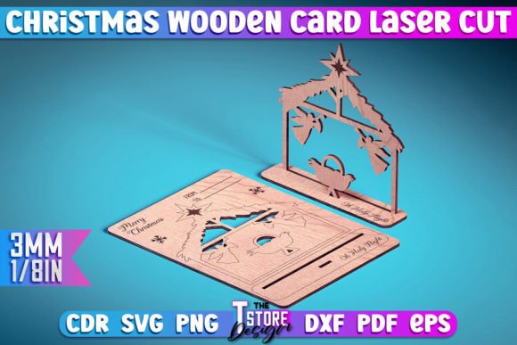 Christmas Wooden Card Laser Cut SVG for Winter Amp Projects