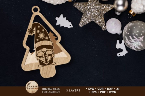Gnome Art Ornament: Whimsical Laser Cutting for Winter Amp