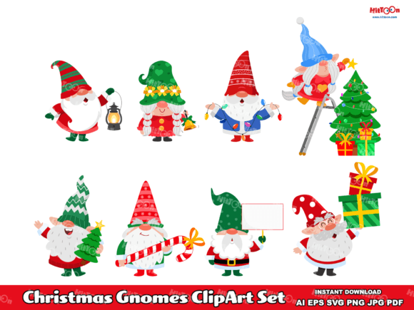 Hand Drawn Christmas Gnomes Illustrations for Blog Graphics
