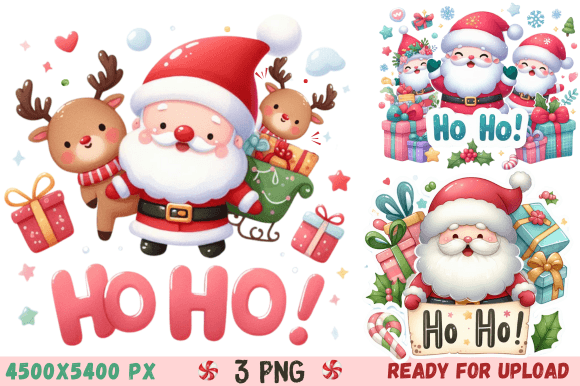 Ho Ho Sanata: A Watercolor Graphic for Festive Print Templates