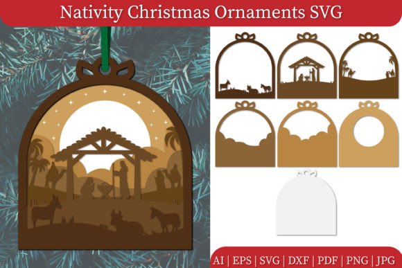 Nativity Christmas Ornaments SVG Layered for Laser Cutting Projects