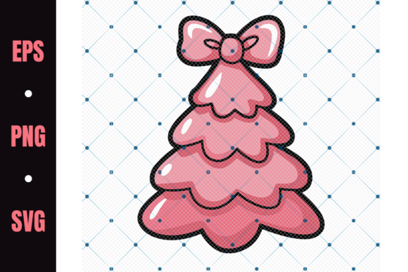 Pink Christmas Tree with Bow: A Festive Graphic for Local Business Branding